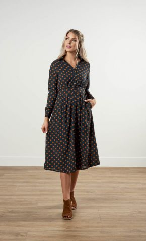 dark green polka dot dress